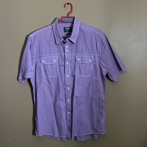 Purple short sleeve dress shirt buttons. B4